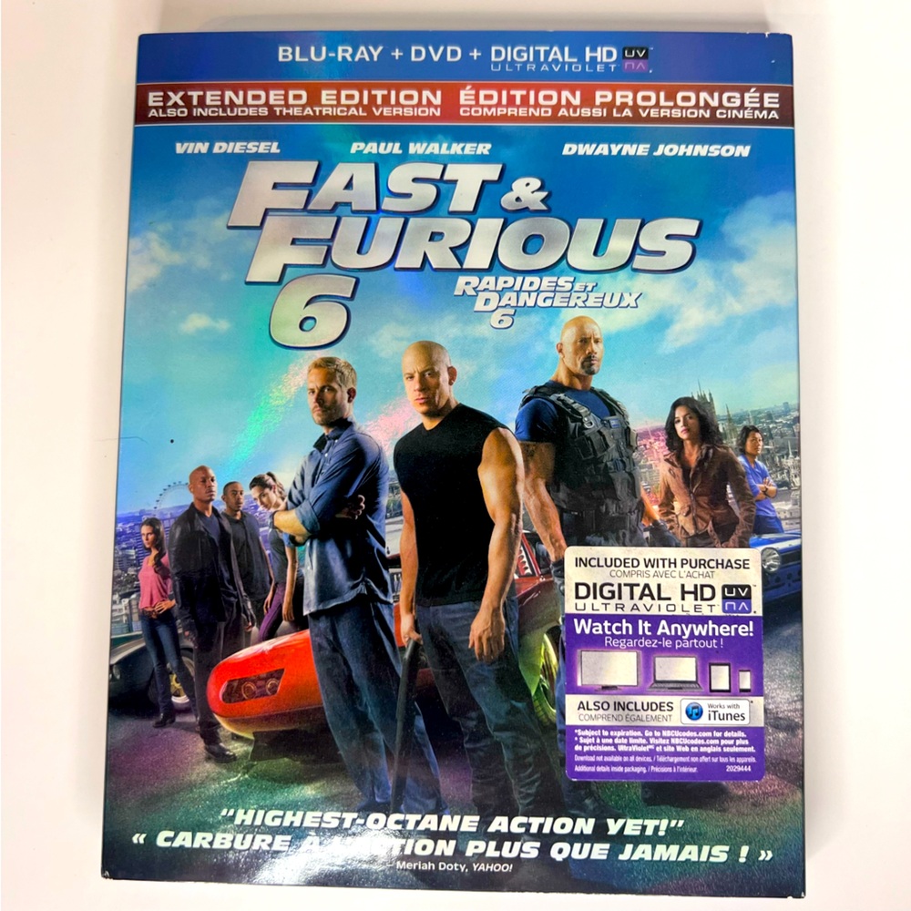 *3/$20* Fast & Furious 6 Blu-ray Bilingual With Slipcover Includes DVD & Blu-ray